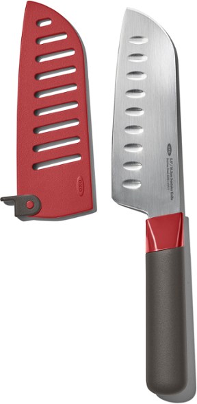Close-up of the Ultimate Outdoor Santoku Knife showcasing the sharp blade and nonslip handle.
