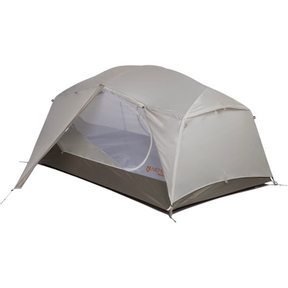 AuroraLite 2 person tent pitched in forest showing spacious interior and vertical walls ideal for backpacking