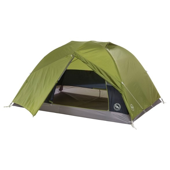 Big Agnes Blacktail 3 tent interior view with sleeping bags and gear.