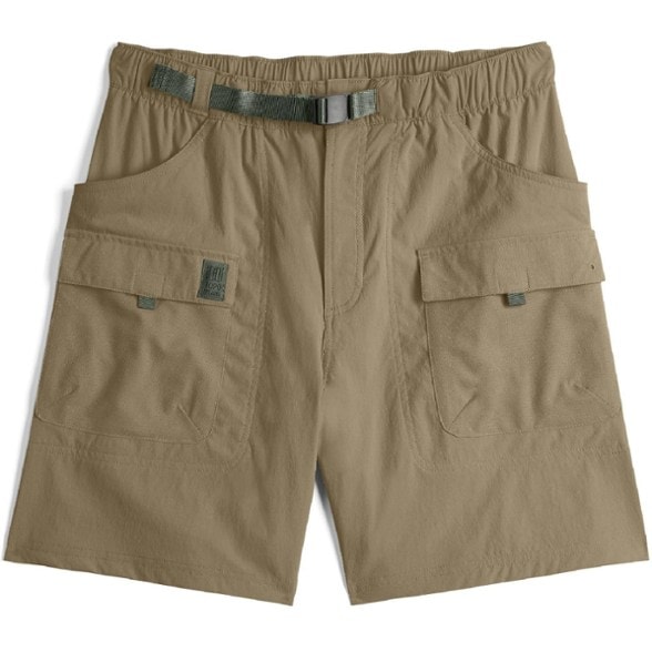 Close-up of Retro River Adventure Shorts for Men highlighting the durable water-repellent fabric.