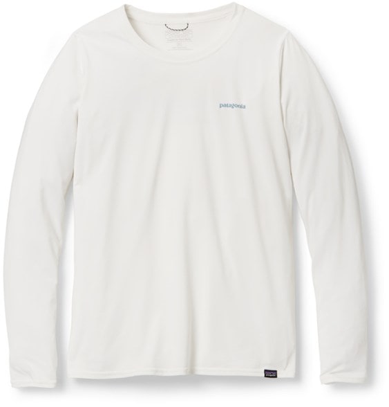 Front view of the eco-friendly long sleeve performance shirt for women, highlighting its stylish design.