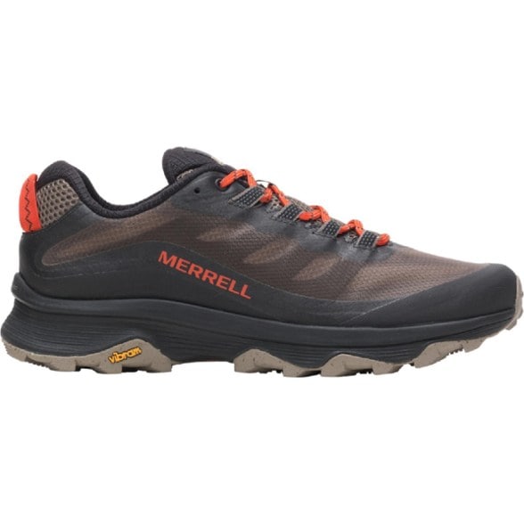 Side view of Merrell Moab Speed Low Men's Hiking Shoes on rocky terrain