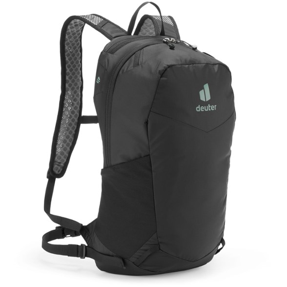 Deuter SpeedLite 17 backpack showcasing breathable straps and lightweight design from the side.