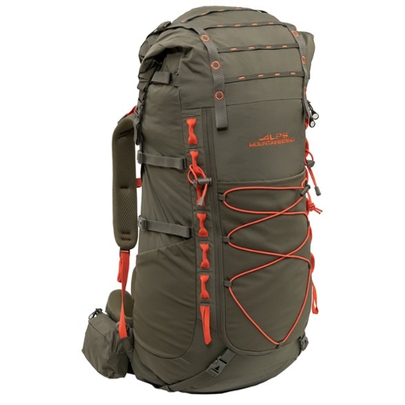 Front view of the Nomad RT 75 Adventure Backpack filled with lightweight hiking gear for long trails.