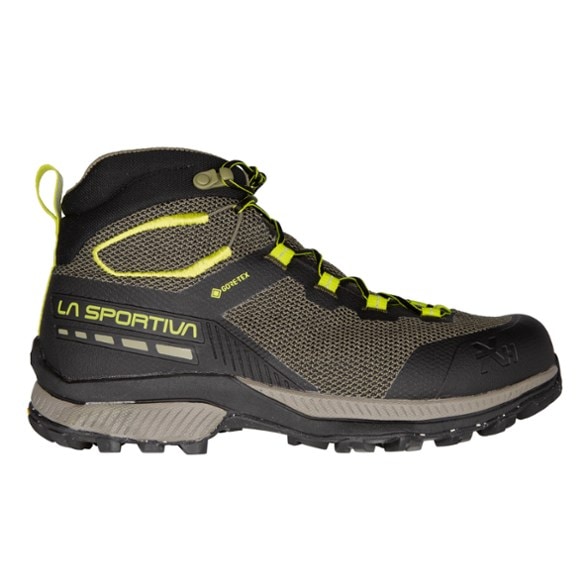 Men's Mid GTX Hiking Boots showcasing lightweight design and durable sole from a side view.