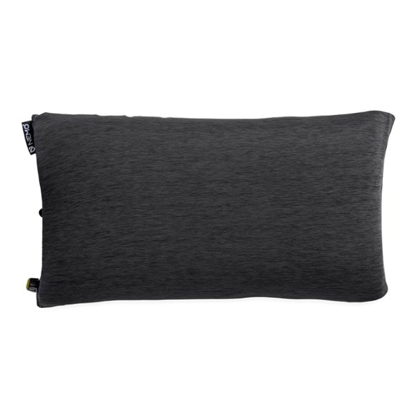 NEMO Fillo Wide inflatable pillow fully inflated showing thick luxury foam and baffled air cell for camping comfort