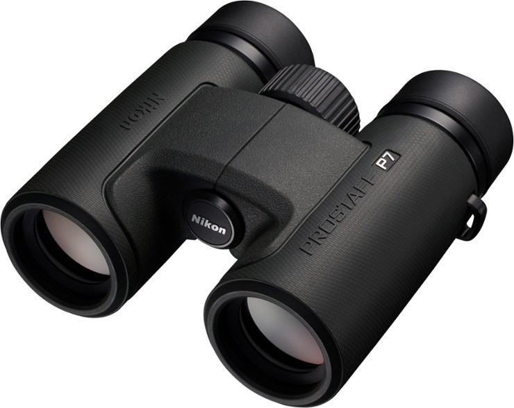 Nikon Prostaff P7 8x30 binoculars with a scenic background, perfect for outdoor adventures.