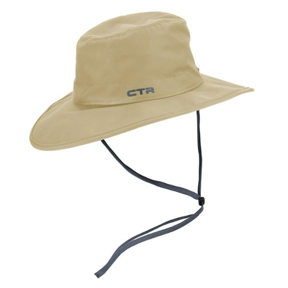 Nimbus Waterproof Boonie Hat on a hiking trail, showcasing its sun protection features.