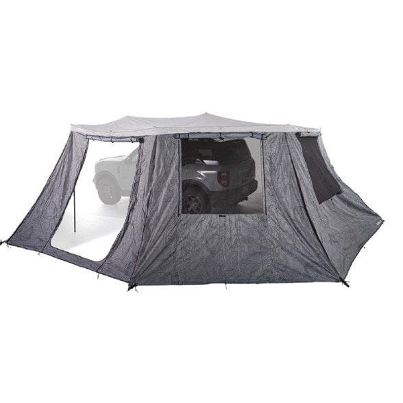 OverNOut 270 XL left side awning side panel with waterproof fabric attached to vehicle awning