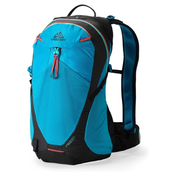 Side view of the Gregory Miko 20 men's hiking backpack showcasing its adjustable straps and hipbelt pockets.