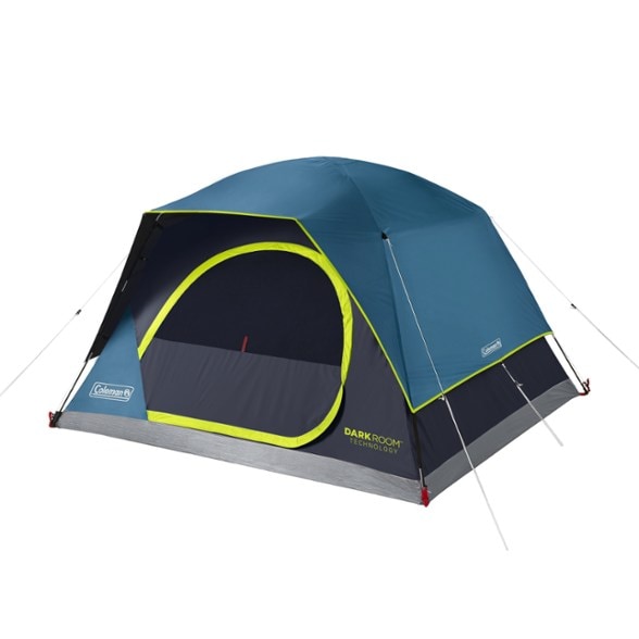 Coleman Skydome Dark Room tent with wide door, perfect for family camping.