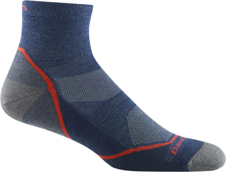 Men's merino wool quarter hiking socks showcasing the breathable mesh design and comfortable fit.