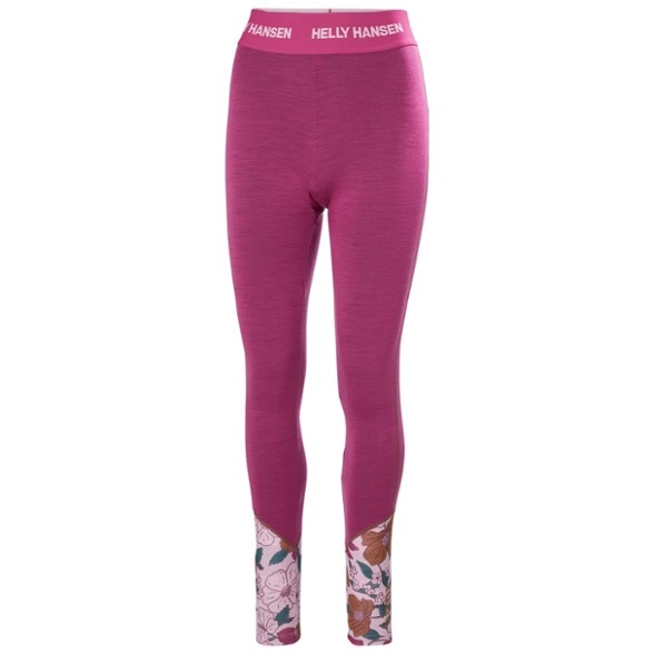 Side view of Helly Hansen women's merino wool base layer pants showcasing the fabric texture.