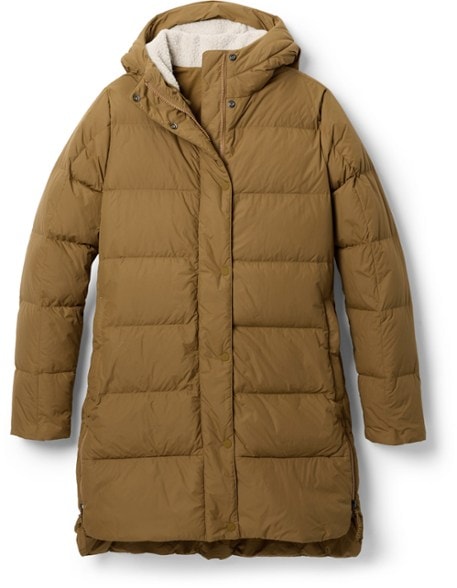 Norseland Women's Down Parka front view, highlighting the insulated hood and cozy design.