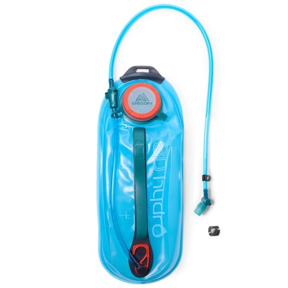 HydraMax 3L hydration reservoir showcasing quick disconnect valve from the side.