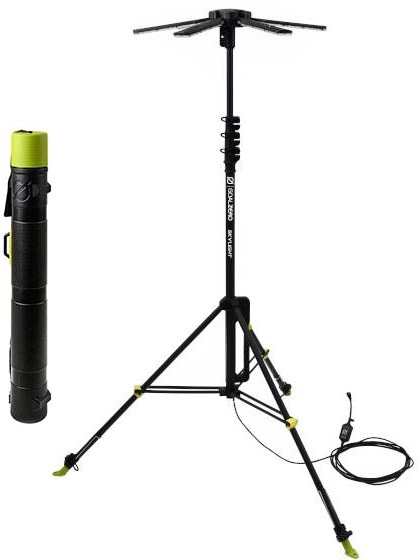 Skylight Pro LED Camping Lantern set up at a campsite, highlighting its adjustable light petals.