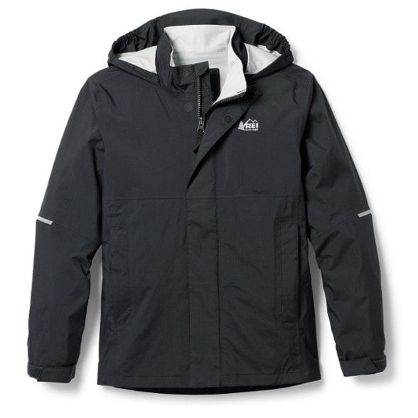 RainGuard Kids Waterproof Jacket in action during a rainy hike.