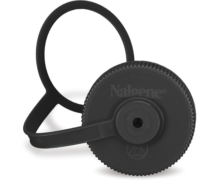 Leakproof Nalgene cap shown on a wide-mouth bottle outdoors.