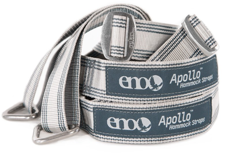 Top view of Apollo TreeSafe straps wrapped around a tree, highlighting the ultrawide webbing and tree protection features