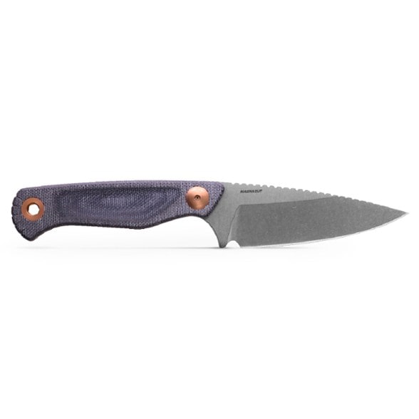 Close-up view of the Benchmade Dacian 203 fixed blade knife highlighting the CPM-MagnaCut steel.