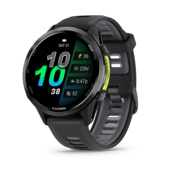 Garmin Forerunner 970 showcasing its bright AMOLED display and titanium bezel