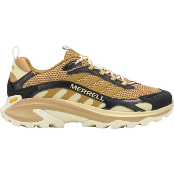 Close-up of Merrell Moab Speed 2 Vent hiking shoes showcasing breathable mesh and synthetic leather.