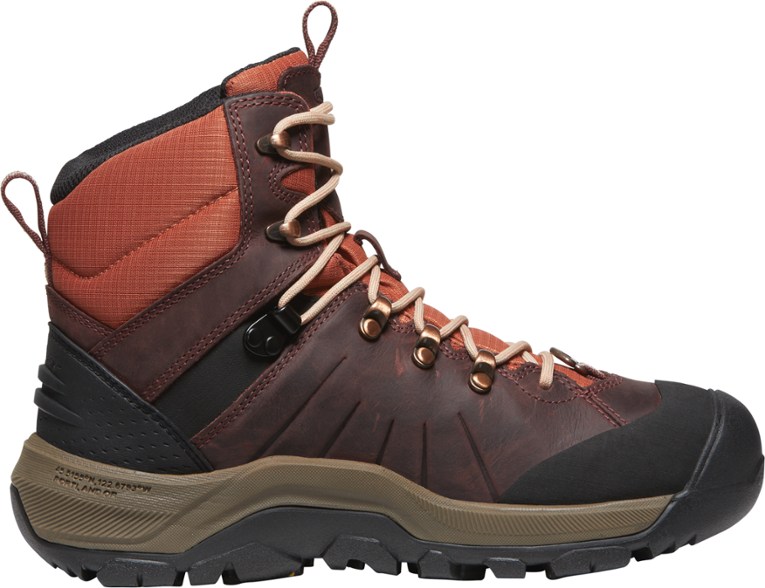 Side view of Revel IV Mid insulated polar boots for women, showcasing waterproof leather and lace-up design