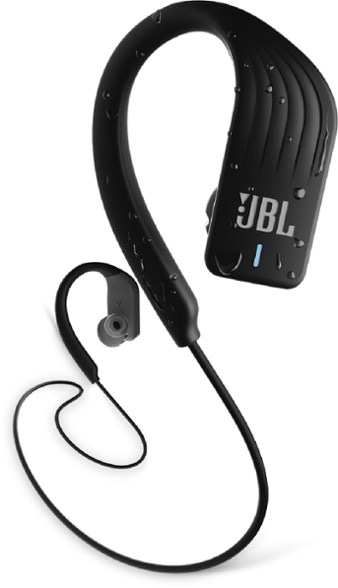 JBL Endurance SPRINT headphones showcasing their waterproof design and secure fit during a workout.
