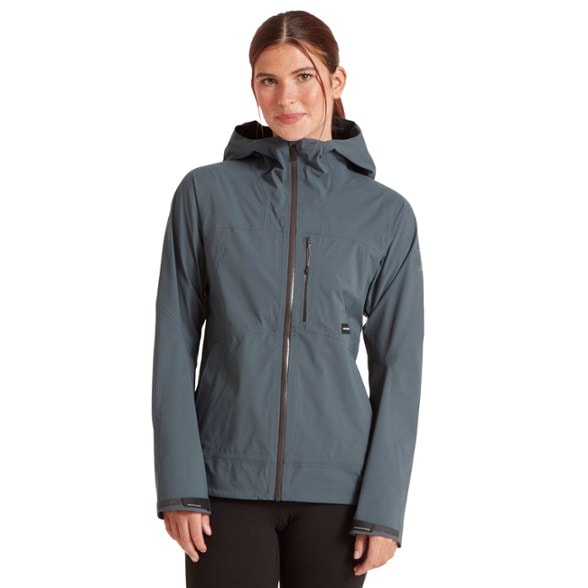 Front view of the Arcilect Shadow Canyon hiking jacket, showcasing its sleek design and high-performance features.