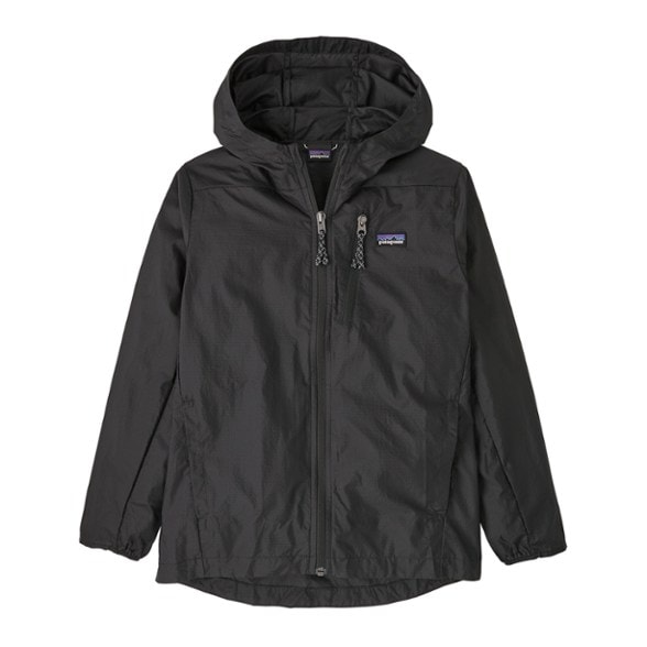 Front view of the Adventure Ready Kids' Jacket in action during a rainy day hike.
