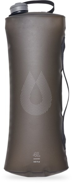 HydraPak Seeker 4L collapsible water container with flexible handle in use outdoors.