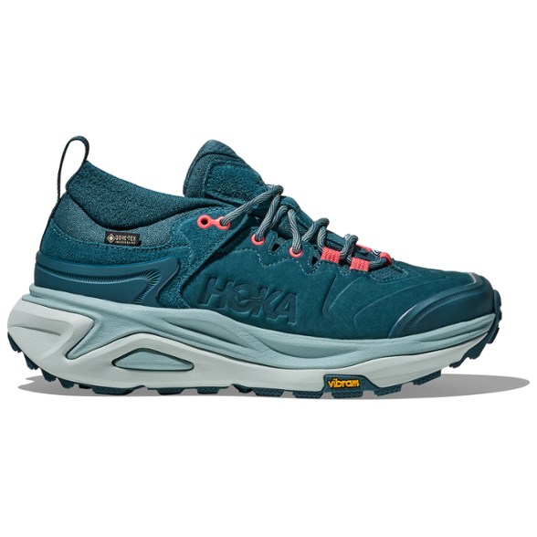 Side view of lightweight women's hiking shoes for trail with Gore-Tex waterproofing and durable nubuck leather