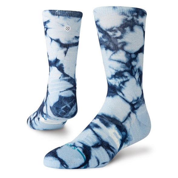 Close-up of Stance women's merino wool dye crew socks showing texture and design