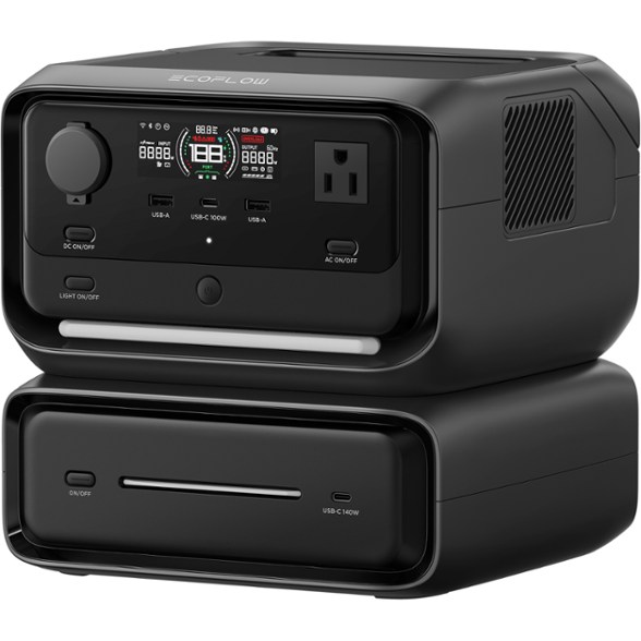 EcoFlow RIVER 3 Max Portable Power Station with solar panel attachment.