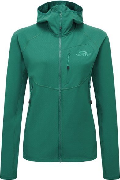 Summit Shield Women's Hooded Jacket in action on a mountain trail