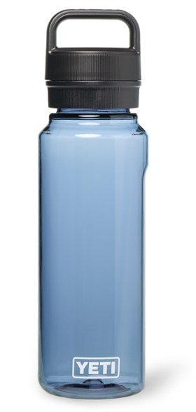 YonderTrail Pro lightweight hiking water bottle with leakproof chug cap, side angle view