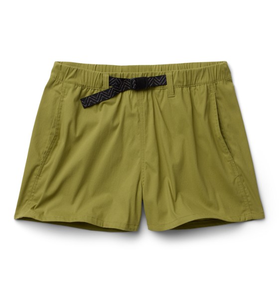 Front view of SummitFlex Women's Climbing Shorts in action during a hike.
