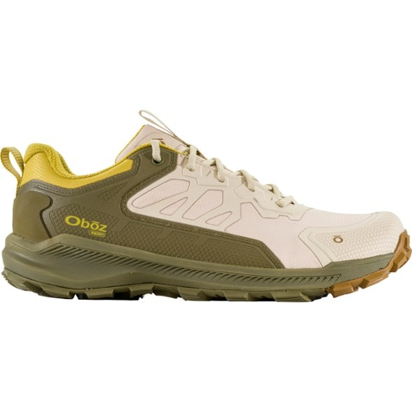 Oboz Katabatic Low Men's Waterproof Hiking Shoes on rocky terrain.