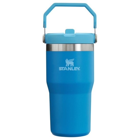 Front angle of the HydroPulse FlipStraw Tumbler showing flip straw and stainless steel finish