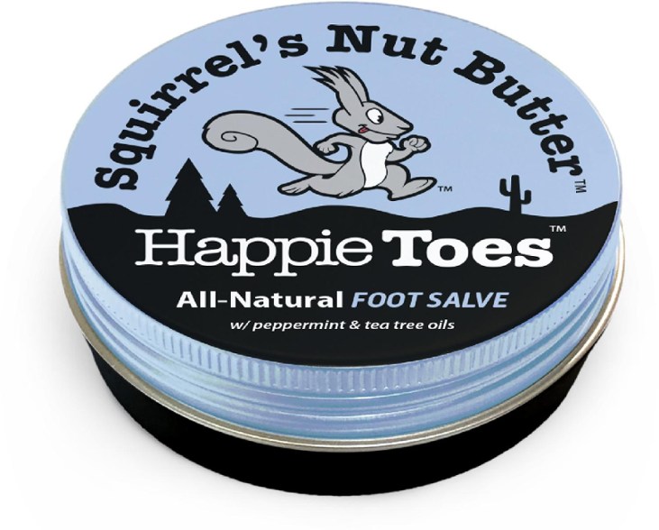 Happie Toes Foot Cream tin showing the product label and texture