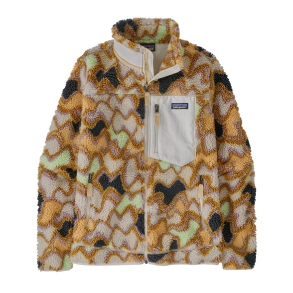 Front view of the Patagonia Retro-X fleece jacket for women, highlighting its stylish design and windproof features.