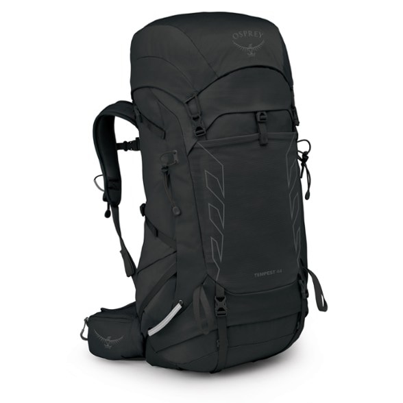 Front view of the Osprey Tempest 44 women's hiking backpack showing top-load access and compression straps
