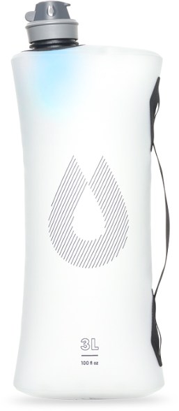 SeekerPro 3L collapsible water container fully expanded showing high-flow filter cap for camping