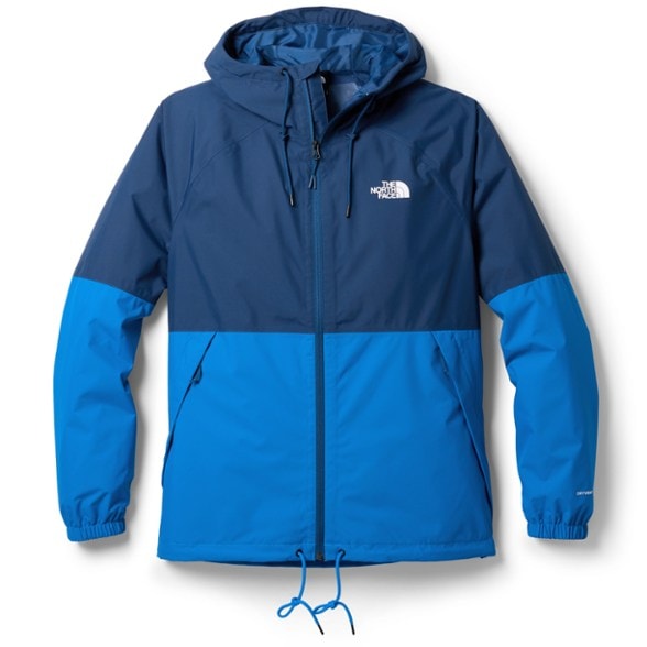 Front view of Antora Shield waterproof hoodie showcasing adjustable hood and zippered pockets
