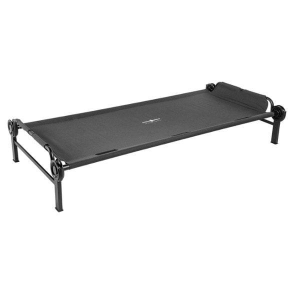 ComfortMax Extra Large Portable Cot set up in a tent at sunset, showcasing its easy assembly and spacious design.