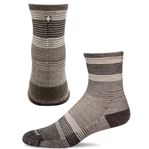 Close-up view of Cadence women's crew compression socks showcasing the fine merino wool texture.