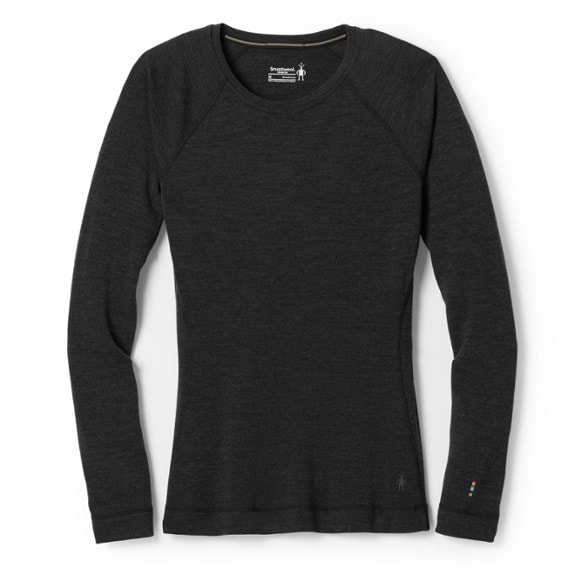 Front view of women's premium merino wool thermal base layer top, ideal for outdoor adventures.