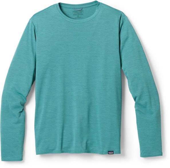 Patagonia Men's Capilene Cool Daily Long Sleeve Shirt in blue, perfect for outdoor activities